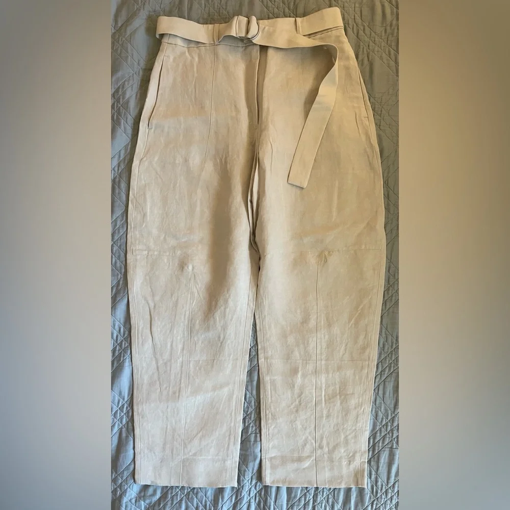 BANANA REPUBLIC HIGH-RISE BARREL TENCEL-LINEN PANT in Lunar Dust Size 4 NWT $140